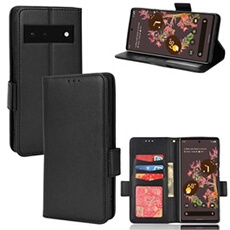 Coque pour Google Pixel 6 étui à rabat magnétique en TPU souple antichoc avec porte-cartes, compatible avec Google Pixel 6-Noir