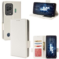 Coque pour Xiaomi Black Shark 5 étui à rabat magnétique en TPU souple antichoc avec porte-cartes, compatible avec Xiaomi Black Shark 5-Blanc