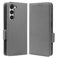 Coque pour Samsung Galaxy S23 étui à rabat magnétique en TPU souple antichoc avec porte-cartes, compatible avec Samsung Galaxy S23-Gris