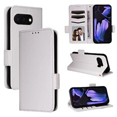 Coque pour Google Pixel 9A étui à rabat magnétique en TPU souple antichoc avec porte-cartes, compatible avec Google Pixel 9A-Blanc