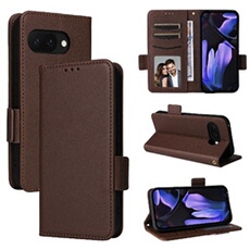 Coque pour Google Pixel 9A étui à rabat magnétique en TPU souple antichoc avec porte-cartes, compatible avec Google Pixel 9A-Marron