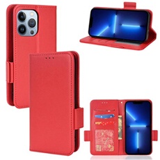 Coque pour iPhone 13 Pro Max étui à rabat magnétique en TPU souple antichoc avec porte-cartes, compatible avec iPhone 13 Pro Max-Rouge