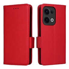 Coque pour OPPO Reno 13 5G étui à rabat magnétique en TPU souple antichoc avec porte-cartes, compatible avec OPPO Reno 13 5G-Rouge