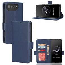 Coque pour Asus ROG Phone 7 étui à rabat magnétique en TPU souple antichoc avec porte-cartes, compatible avec Asus ROG Phone 7-Bleu