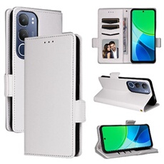 Coque pour vivo Y19S 4G étui à rabat magnétique en TPU souple antichoc avec porte-cartes, compatible avec vivo Y19S 4G-Blanc