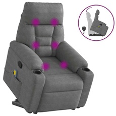 Vidaxl Gris Fauteuil Inclinable De Massage Foncé Tissu Microfibre