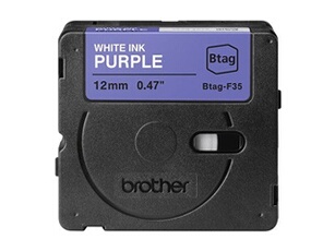 BTAG-F35 - Blanc sur violet - Rouleau (1,2 cm x 4 m) 1 cassette(s) boîte de suspension - bande d'étiquettes