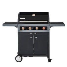 Barbecue au gaz Boston Black 4K Turbo - 4 brûleurs + 1 Turbo Zone, Noir