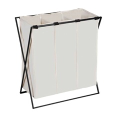 - Panier à linge XL avec 3 compartiments - Beige