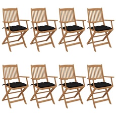 Vidaxl Chaises Pliables De Jardin Lot De 8 Avec Coussins Bois D Acacia