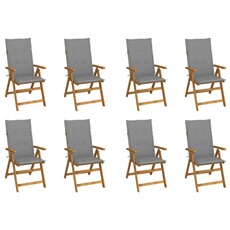 Vidaxl Chaises Pliables De Jardin Avec Coussins Lot De 8 Bois D Acacia