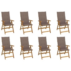Vidaxl Chaises Pliables De Jardin Avec Coussins Lot De 8 Bois D Acacia