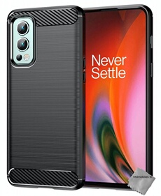 Housse etui coque silicone gel carbone pour OnePlus Nord 2 5G + film ecran - NOIR -