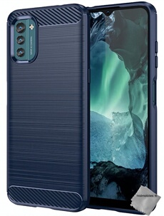 Housse etui coque silicone gel carbone pour Nokia G11 / G21 + verre trempe - BLEU FONCE -