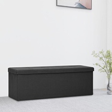 Vidaxl Noir Banc De Rangement Pliable Faux Lin338791