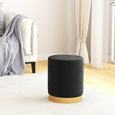 VIDAXL - Tabouret de rangement rond - Velours - Noir