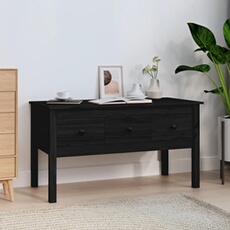 VIDAXL - Table basse - Bois massif de pin - Noir - 102 x 49 x 55 cm