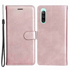 Housse pour Sony Xperia 10 IV 5G - etui coque pochette portefeuille + film ecran - ROSE -