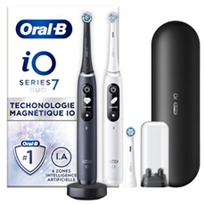 Oral-b io 7 - duo avec etui de voyage premium - noire et blanche - brosses à dents électriques