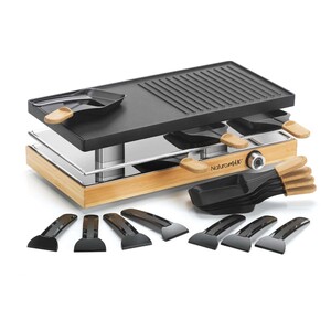 H.Koenig WOD360 Raclette Machine for 8 People, Cheese, Fondue, Granite and Natural Wood, 180° Rotating Base, Removable Plates, Accessories 8 Pans and 8 Spatulas, 1400 W H.Koenig WOD360 Raclette Machine for 8 People, Cheese, Fondue, Granite and Natural Wood, 180° Rotating Base, Removable Plates, Accessories 8 Pans and 8 Spatulas, 1400 W