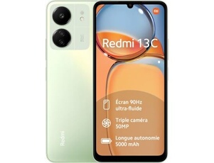 Smartphone redmi 13c vert 6.74 pouces RAM 4 Go 128 Go