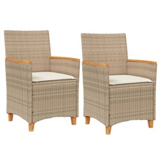 VIDAXL - Chaises de jardin - Résine tressée - Beige - Lot de 2