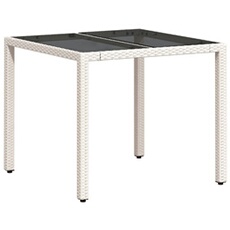 vidaXL - Table de jardin - Résine tressée - Blanc - 90x90x75cm