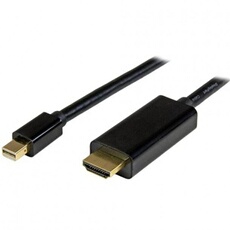Câble adaptateur Mini DisplayPort vers HDMI de 2 m - Convertisseur Mini DP vers HDMI avec câble intégré - M/M - 4K - Noir - Câble adaptateur - Mini