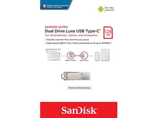 SanDisk Ultra Luxe 128 Go Clé USB 3.1 Type-C double connectique 150MB/s