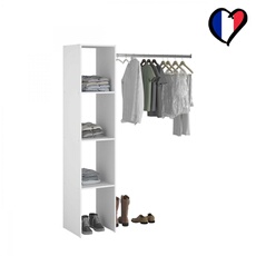 Dressing blanc avec étagères, penderie 138x40x180 ELYSEE