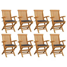 Vidaxl Chaises De Jardin Avec Coussins Anthracite Lot De 8 Teck Massif