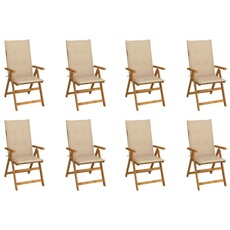 Vidaxl Chaises Pliables De Jardin Avec Coussins Lot De 8 Bois D Acacia