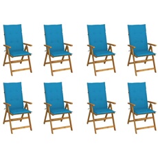 Vidaxl Chaises Pliables De Jardin Avec Coussins Lot De 8 Bois D Acacia