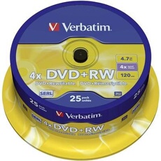 - 25 x DVD+RW - 4.7 Go 4x - argent mat - spindle