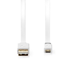 - Câble USB - USB (M) pour Micro-USB Type B (M) - USB 2.0 - 1 m - moulé, plat - blanc