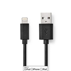 Valueline - Câble Lightning - USB mâle pour Lightning mâle - 1 m - noir - rond