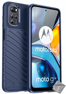 Housse etui coque silicone gel thunder pour Motorola Moto G22 / E32 / E32s + film ecran - BLEU FONCE -