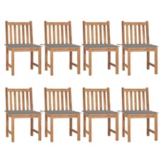 VIDAXL - Chaises de jardin - Lot de 8 - Bois de teck massif - Avec coussins