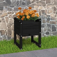 Vidaxl Noir Jardinière 40X40x52,5 Cm Bois Massif De Pin