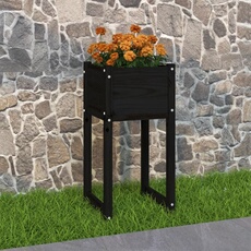 VIDAXL - Jardinière - Bois massif de pin - Noir - 40x40x81 cm