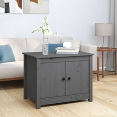 VIDAXL - Table basse - Bois de pin massif - Gris - 71 x 49 x 55 cm