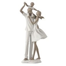 Generique Blanc Statuette Déco "Couple & Enfant" 39Cm
