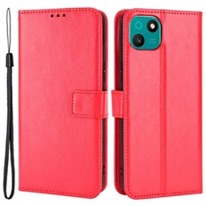 Housse pour Wiko T10 - etui coque pochette portefeuille + film ecran - ROUGE -