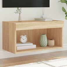 VIDAXL - Meuble TV - Chêne - 60x30x30 cm - Avec éclairage LED