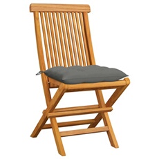 Vidaxl Gris Chaises De Jardin Avec Coussins 6 Pcs Bois De Teck Massif