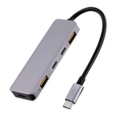 iClick - Concentrateur (hub) - 5-en-1, avec alimentation de 100 W, 10 Gbps - 2 x USB 3.2 + 2 x USB-C 3.2 + 1 x USB-C (alimentation électrique) - de