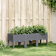 Jardinière avec pieds bleu gris 120x40x42 cm PP367896