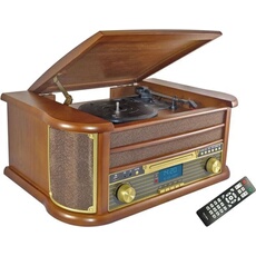 Inovalley Retro29-E Chaine Hifi Vinyle Style Retro Bluetooth - Lecteur Cd / K7 Audio / Fm / Usb