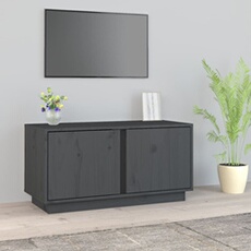 VIDAXL - Meuble TV - Bois de pin massif - Gris - 80x35x40,5 cm