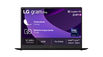 Gram 16 16Z90TS-G.AU79F 16 Copilot+ Intel Core Ultra 7 16 Go RAM 1 To SSD Gris Métal